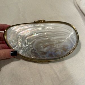Vintage shell clutch with gold trim